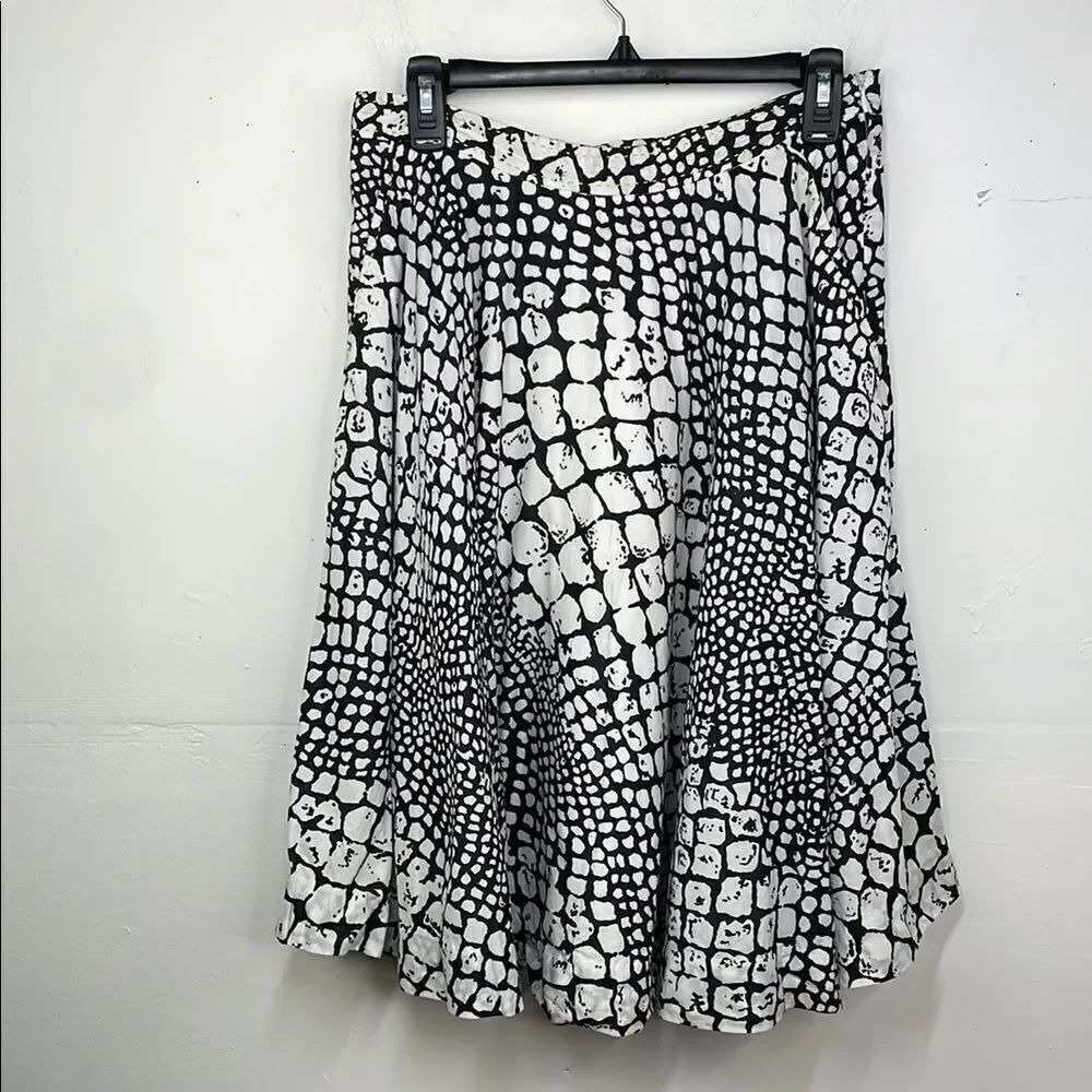 Edme & Esyllte Anthropologie Animal Print Knee Length A Line Skirt w/Lining 12